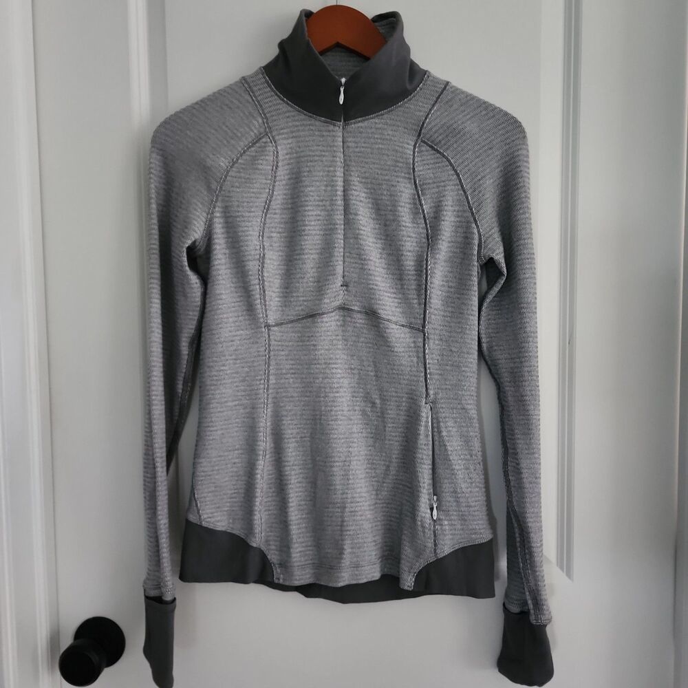 Lululemon Think Fast Pullover Herringbone 1/4 Zip Jacket Top Womens Size 6 Gray